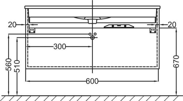 Тумба c умывальником Jacob Delafon VOX 60 см (ореховое дерево), 2 ящика (EB2080-R1-E16, EXAF112-Z)