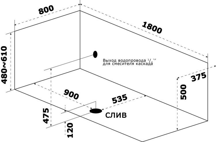 Ванна акриловая Верда 180х80 Azario