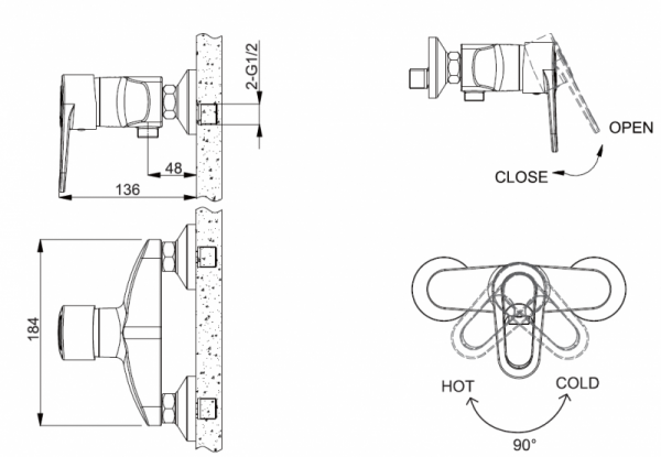 Смеситель для душа Loop Bravat F9124182CP-01-RUS