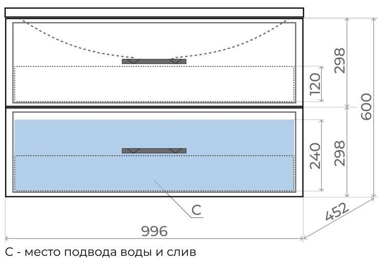 Тумба c раковиной Uperwood Foster 100 см, подвесная, черная 291020519 291020344