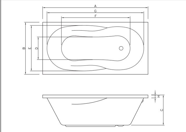 Акриловая Ванна прямоугольная C-Bath Vesta 170X70, без гидромассажа CBQ005005