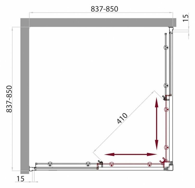 Душевой уголок BELBAGNO UNO-195-A-2 850x850x1950 матовый/хром UNO-195-A-2-85-P-Cr