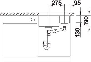 Гранитная мойка Blanco SUBLINE 340/160-U SILGRANIT PuraDur белый (чаша справа) с отв.арм. InFino 523562