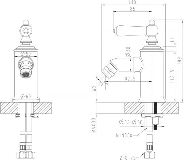 Смеситель для биде Art Bravat F375109G золото