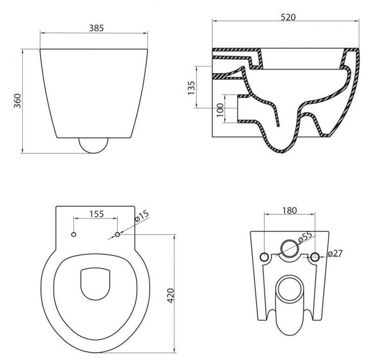 Унитаз подвесной Belbagno SABRINA крышка-сиденье быстросъемное микролифт BB122CH BB122SC