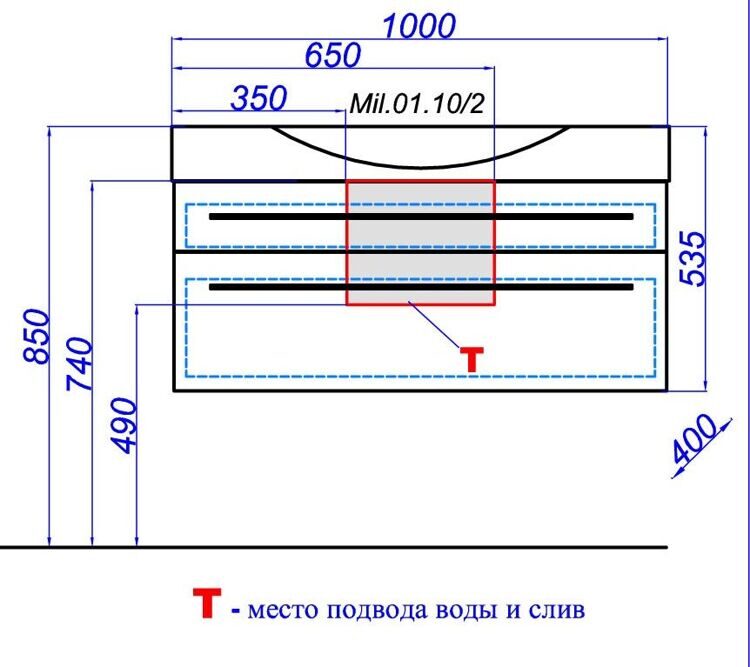 Тумба Милан с умывальником Bergamo 1000 подвесная с ящиками, белый Mil.01.10/2/W Аквелла (Aqwella)