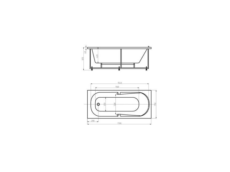 Ванна акриловая Лея 170х75 прямоугольная LEY170-0000015 AQUATEK