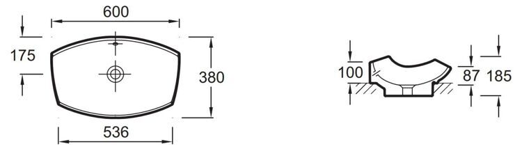 Раковина Jacob Delafon Leaf  накладная 60х38 см (бел) E1186 (Якоб Делафон)