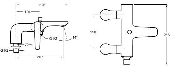 Смеситель Aleo+  для ванны и душа на деку E72320-CP (хром) Jacob Delafon (Якоб Делафон)