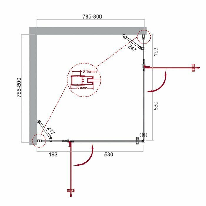 Душевой уголок BELBAGNO KRAFT-A-22 800x800x1950 прозрачный/хром KRAFT-A-22-80-C-Cr