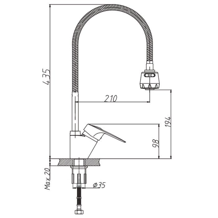 Смеситель для кухни с гибким изливом Haiba HB4304-3