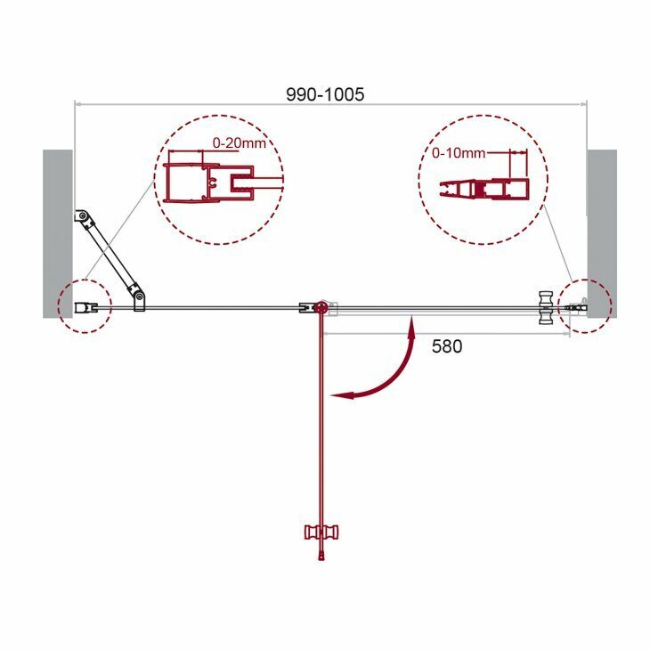 Дверь в нишу BELBAGNO ETNA-B-12 100x195 см, прозрачное стекло/хром ETNA-B-12-60/40-C-Cr