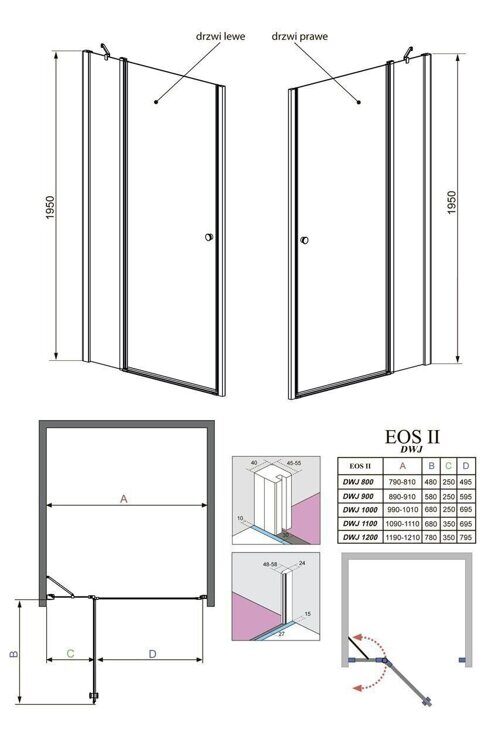 Душевая дверь в нишу EOS II DWJ 100/L (1000*1970) Левая 13799442-01L Radaway