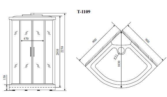 Душевая кабина Timo Standart 90*90 T-1109