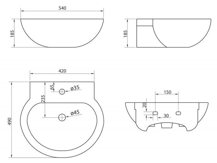 Раковина Belbagno SABRINA на пьедестале BB122L BB122P