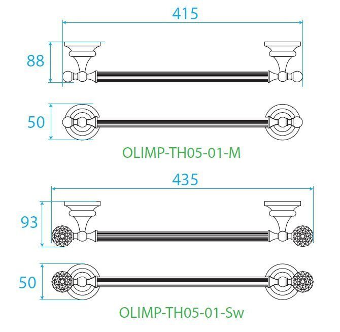 Полотенцедержатель Olimp (Золото) Swarovski OLIMP-TH05-03/24-Sw Сezares