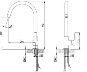 Смеситель для кухни с высоким поворотным изливом, хром Lemark LM3605C