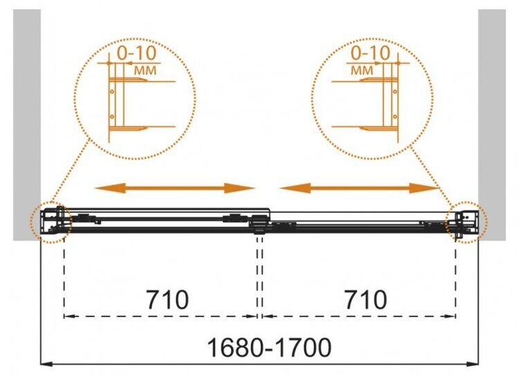 Душевая шторка Cezares Tandem 1700x1450 TANDEM-SOFT-VF-2-170/145-C-Cr-IV