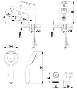 Смеситель на борт ванны, с коротким изливом, с аксессуарами, хром Lemark LM3115C