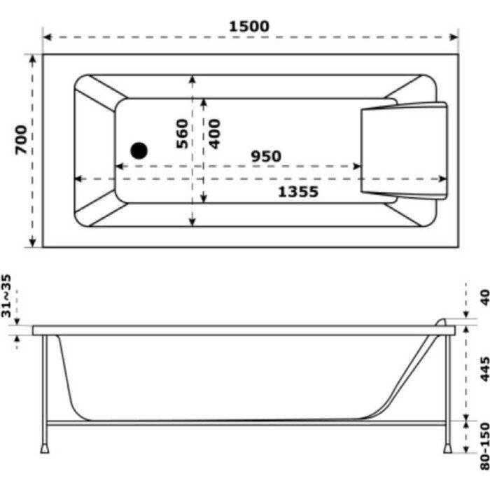 Ванна прямоугольная Jacob Delafon Sofa 150x70 см, акриловая E6D300RU-00