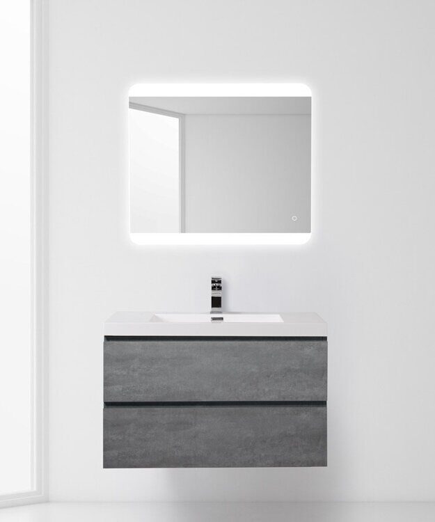 Тумба-умывальник подвесной BelBagno LUCE 90 Stucco Cemento, 2 ящика, с раковиной LUCE-900-2C-SO-SCM BB900AB