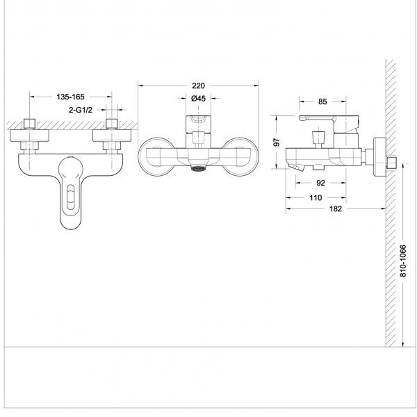 Смеситель для ванны c коротким изливом Stream-D Bravat F637163C-01