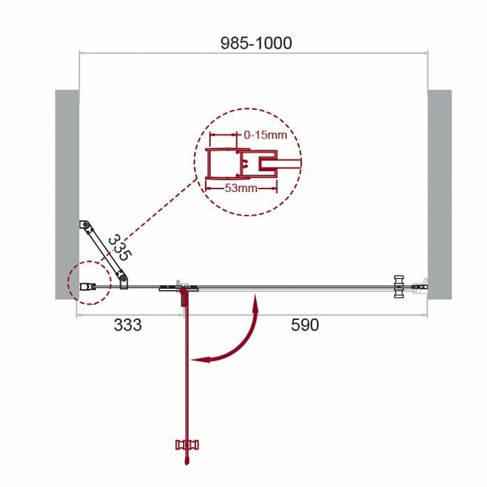 Душевая дверь BELBAGNO KRAFT-B-12 1000x1950 прозрачный/хром KRAFT-B-12-60/40-C-Cr-L