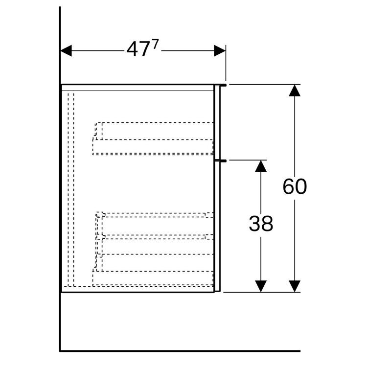 Шкаф подвесной Geberit ICON /450x600x477/, 2 ящика, (светлый дуб) 841047000