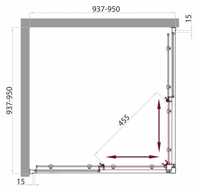 Душевой уголок BELBAGNO UNO-195-A-2 950x950x1950 прозрачный/хром UNO-195-A-2-95-C-Cr