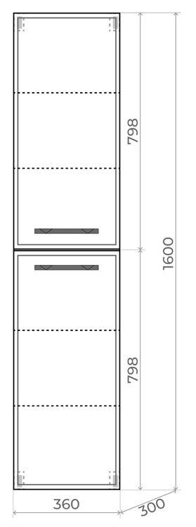 Пенал Uperwood Foster 36x160 см, подвесной, серый графит 291020528