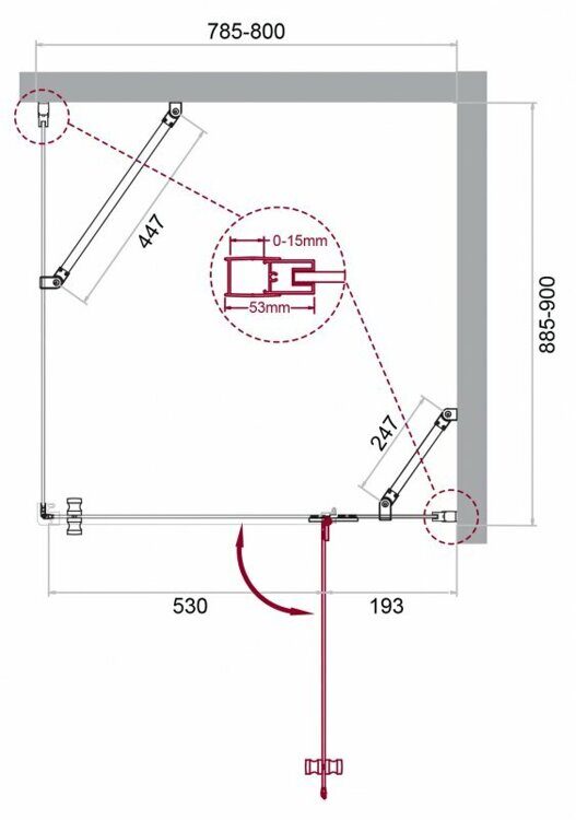 Душевой уголок BELBAGNO KRAFT-AH-12 800x900x1950 прозрачный/хром KRAFT-AH-12-80/90-C-Cr-R