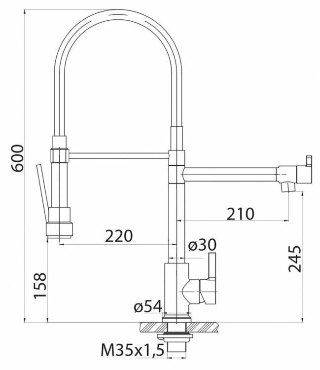 Смеситель BelBagno для кухни, сатин / чёрный  BB-LAM50-IN