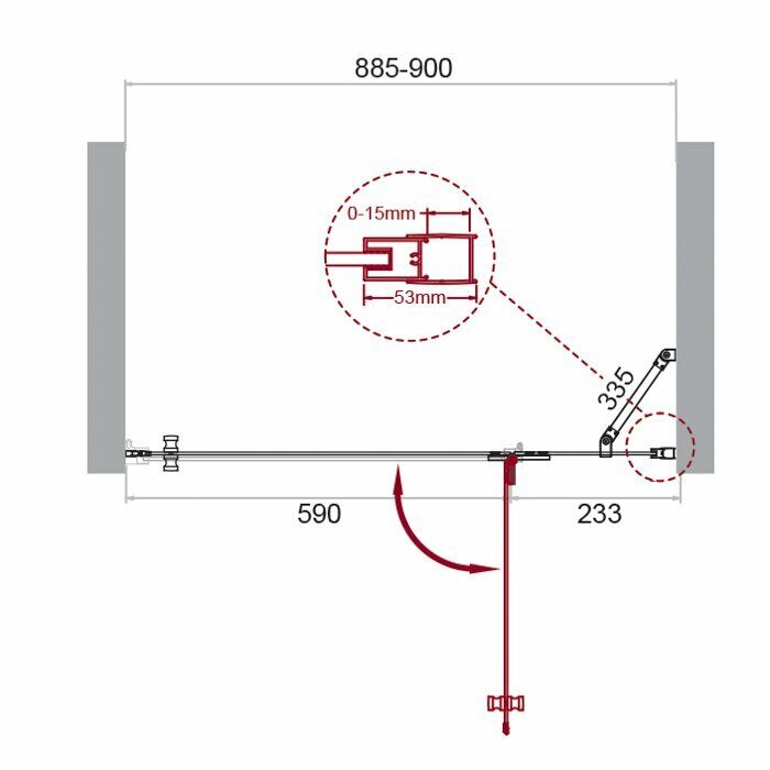 Душевая дверь BELBAGNO KRAFT-B-12 900x1950 прозрачный/хром KRAFT-B-12-60/30-C-Cr-R