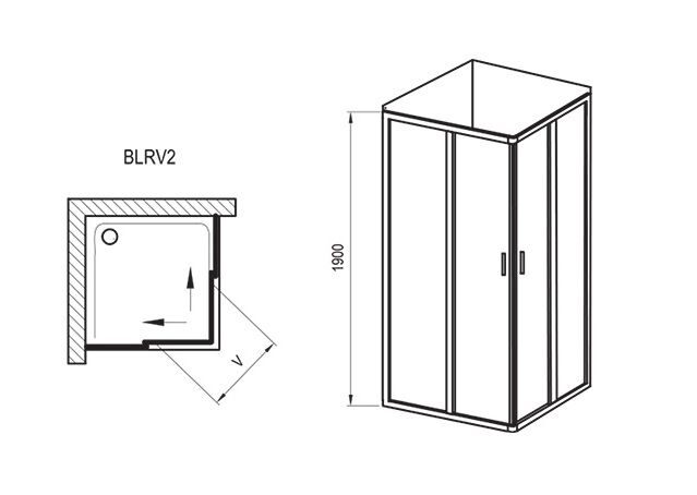 Душевой уголок Blix BLRV2K-120 (белый + графит) 1XVG0100ZH Ravak