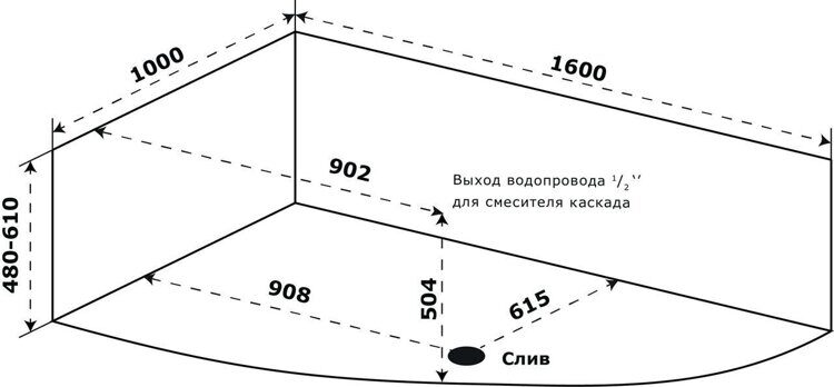 Ванна акриловая Микона 160х100 правая Azario