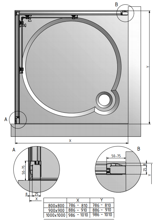 Душевое ограждение Roltechnik PROXIMA PSX2L/900+PSX2P/800 900*800*1850 brillant/satinato/6mm 537-9000000-00-15, 538-8000000-00-15