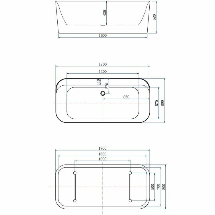 Ванна отдельностоящая Allen Brau Infinity 170 х 80 см., акриловая, белый / папирус  2.21001.20/PWM