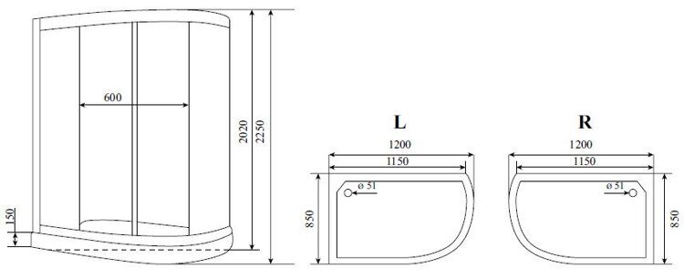 Душевая кабина Timo Standart 120*85 Левая T-1102 L