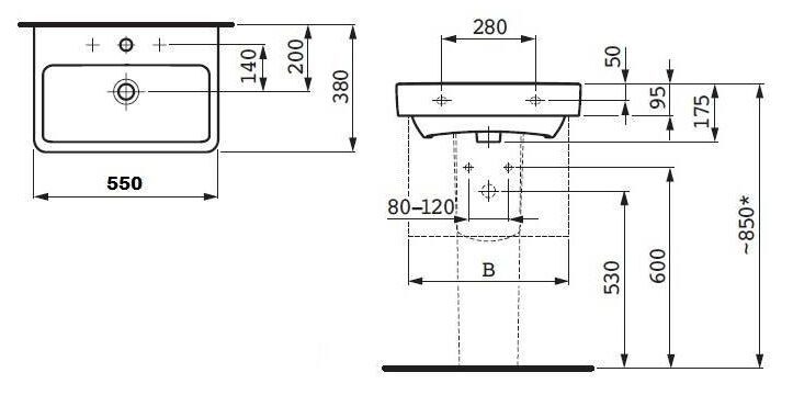 Раковина 55х38 Pro (белая) с 1 отв. Laufen [1795.8.000.104.1]