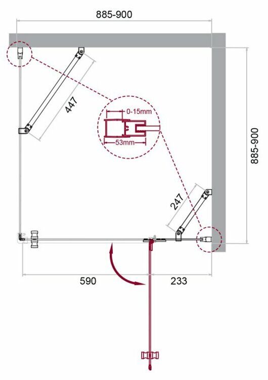 Душевой уголок BELBAGNO KRAFT-A-12 900x900x1950 прозрачный/хром KRAFT-A-12-90-C-Cr-R