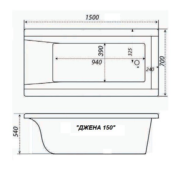 Акриловая Ванна прямоугольная Triton Джена-150 (Тритон)