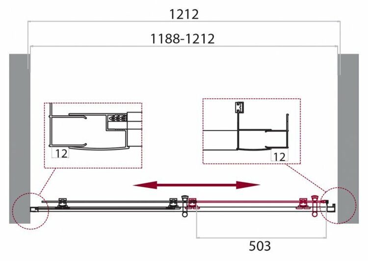 Дверь в нишу BELBAGNO UNO-195-BF-1 1200x1950 прозрачный/хром UNO-195-BF-1-120-C-Cr