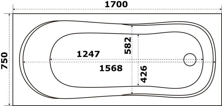 Ванна акриловая Тенза 170х75 Azario