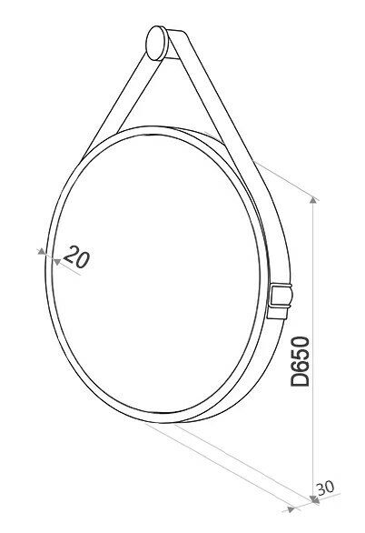 Зеркало Uperwood Round D65 см, с LED-подсветкой, сенсорный выключатель, черный ремень 291020275