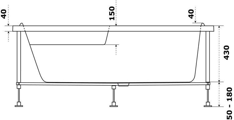 Ванна акриловая Микона 160х100 правая Azario