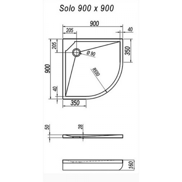 Душевой поддон Kolpa-San литьевой мрамор SOLO 90x90