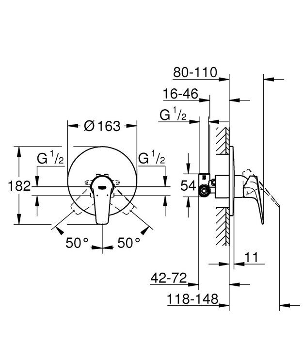 Смеситель Grohe BauFlow для душа, 1 потребитель, скрытый монтаж, хром 29112000