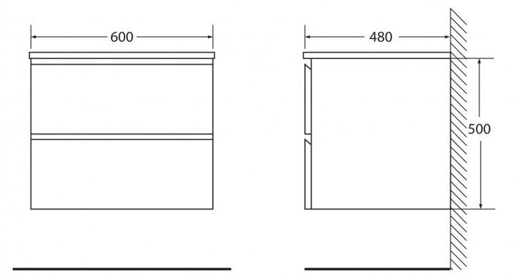 Тумба-умывальник подвесной BelBagno LUCE 60 Stone (камень), 2 ящика, с раковиной LUCE-600-2C-SO-PT BB600AB