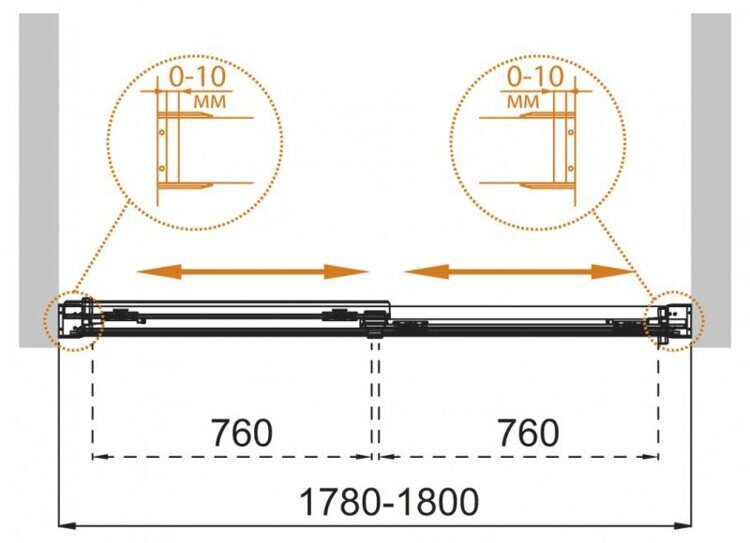 Душевая шторка Cezares Tandem 1800x1450 TANDEM-SOFT-VF-2-180/145-C-Cr-IV