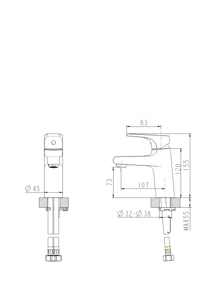 Смеситель для умывальника Vega Bravat F1119177CP